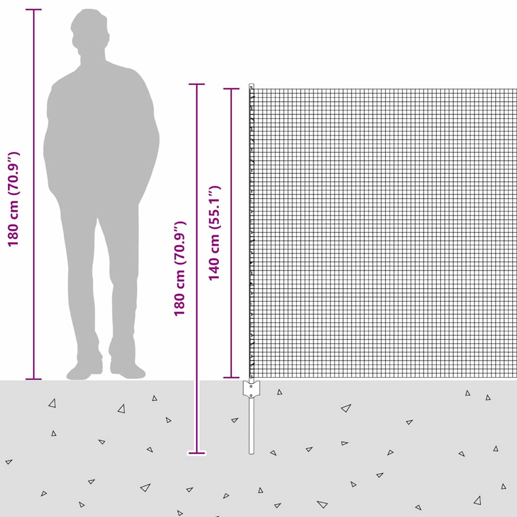 Fence with Post Silver 1.4 x 50 m Steel