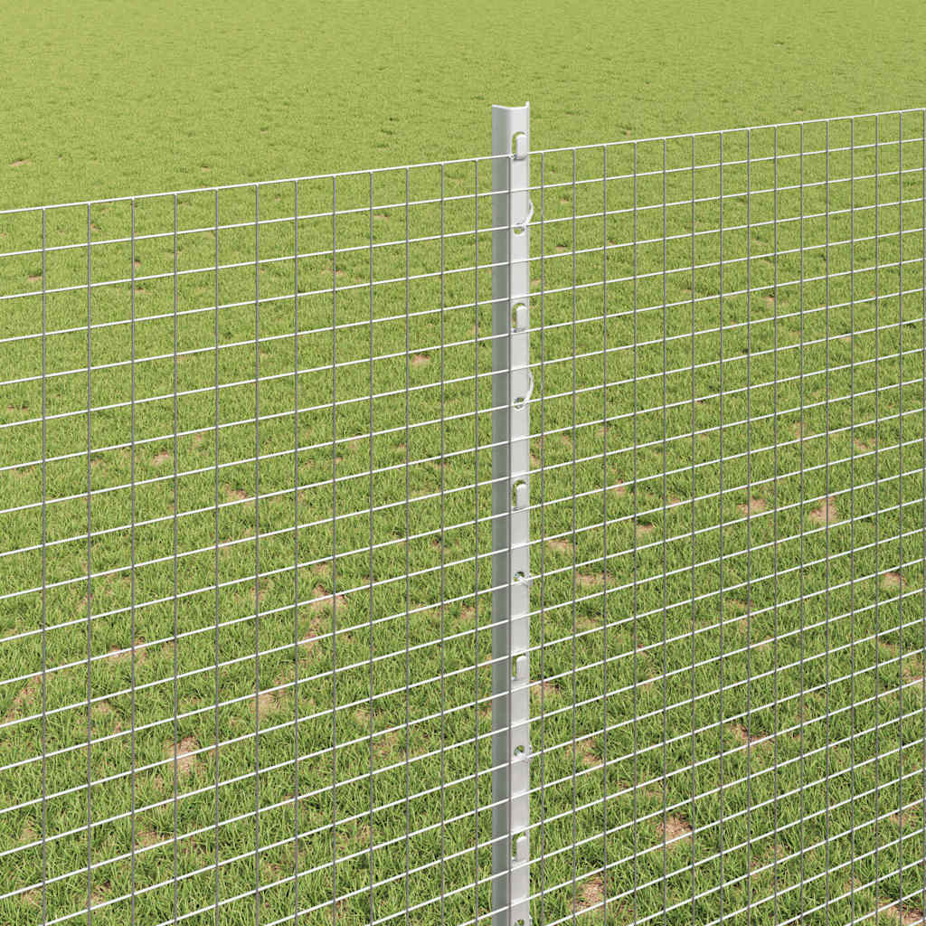 Fence with Post Silver 1.5 x 50 m Steel
