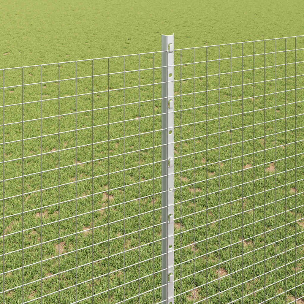 Fence with Post Silver 1.5 x 50 m Steel