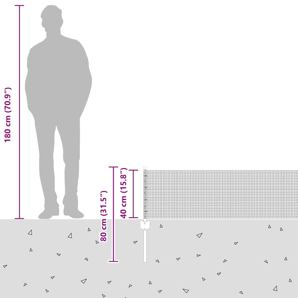 Fence with Post Silver 0.4 x 100 m Steel