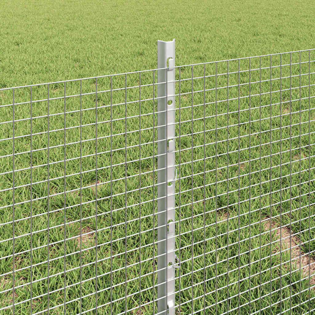 Fence with Post Silver 0.4 x 100 m Steel