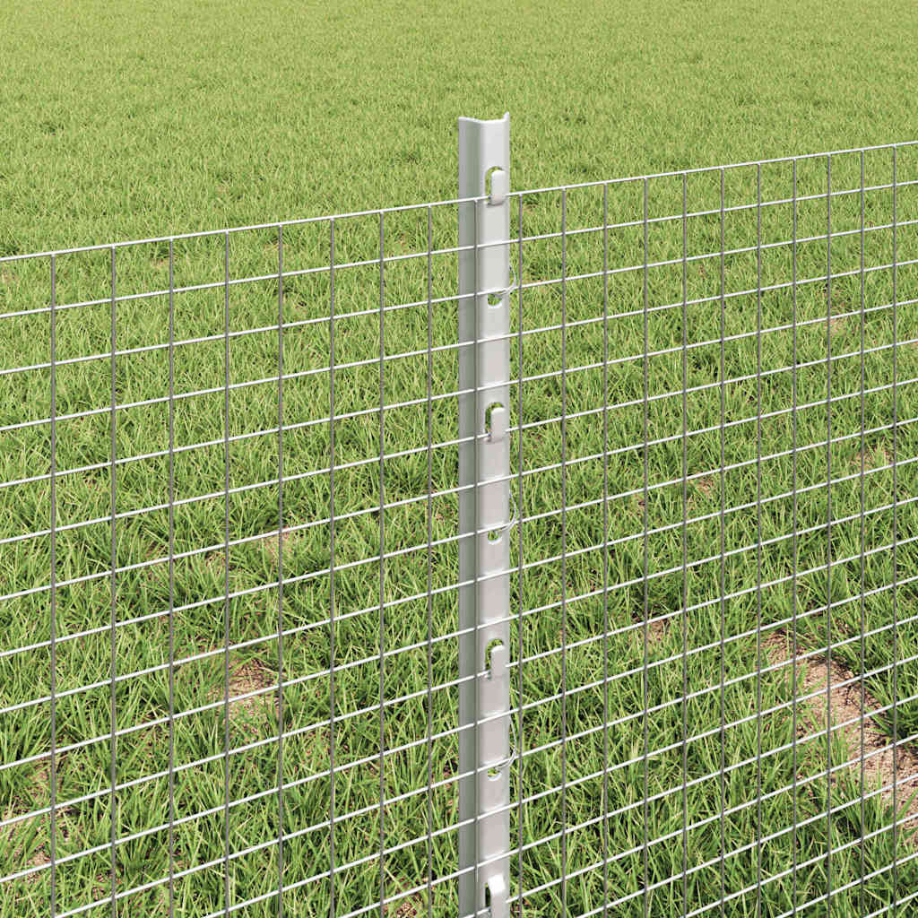 Fence with Post Silver 0.4 x 100 m Steel