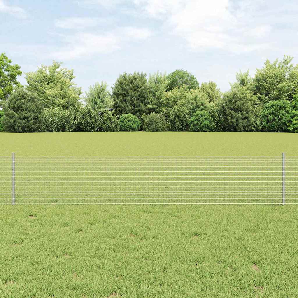 Fence with Post Silver 0.4 x 100 m Steel