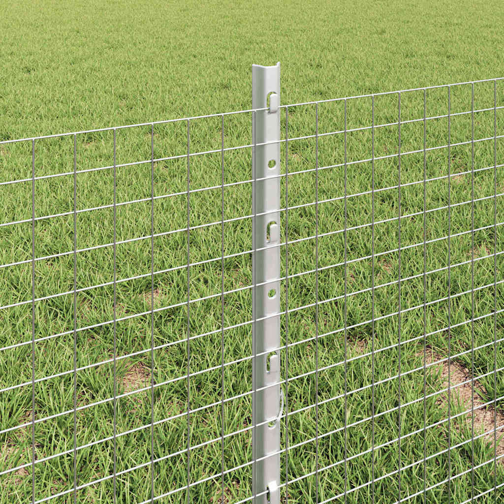 Fence with Post Silver 0.4 x 100 m Steel