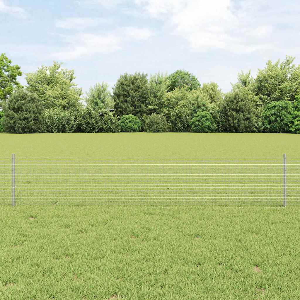 Fence with Post Silver 0.4 x 100 m Steel