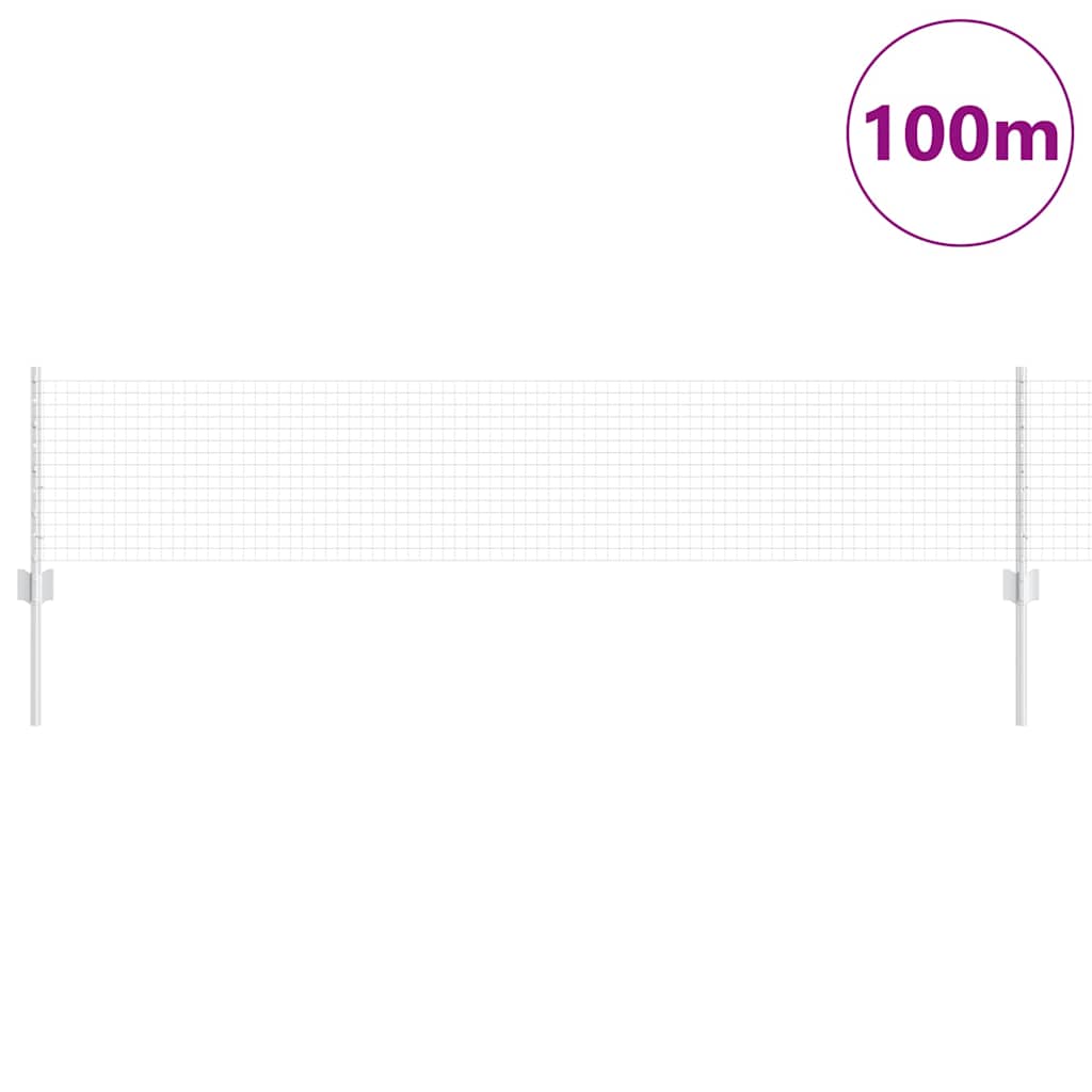 Fence with Post Silver 0.4 x 100 m Steel