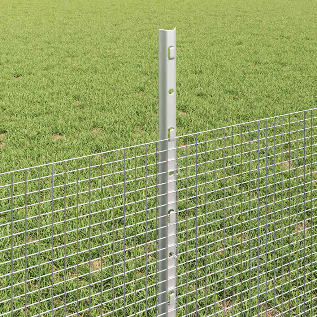 Fence with Post Silver 0.5 x 100 m Steel