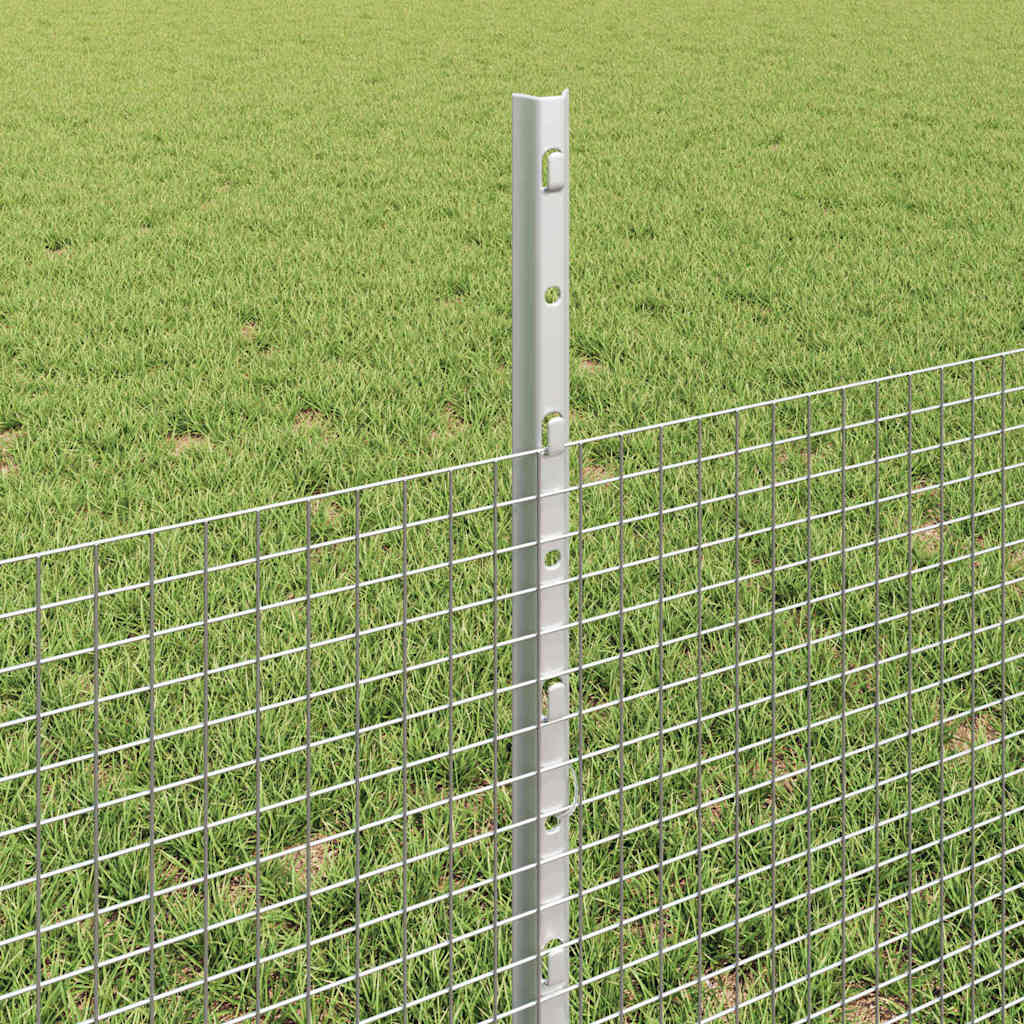 Fence with Post Silver 0.5 x 100 m Steel