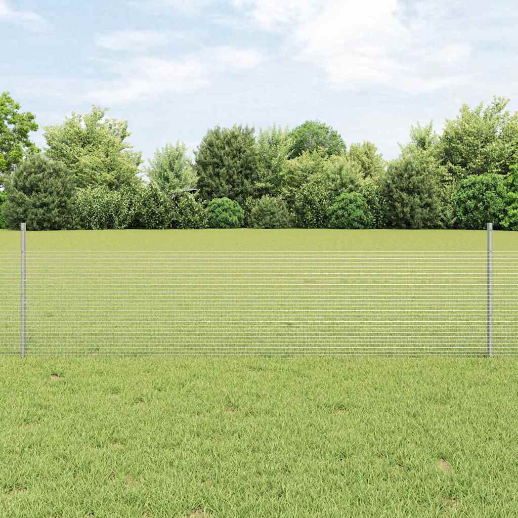 Fence with Post Silver 0.5 x 100 m Steel