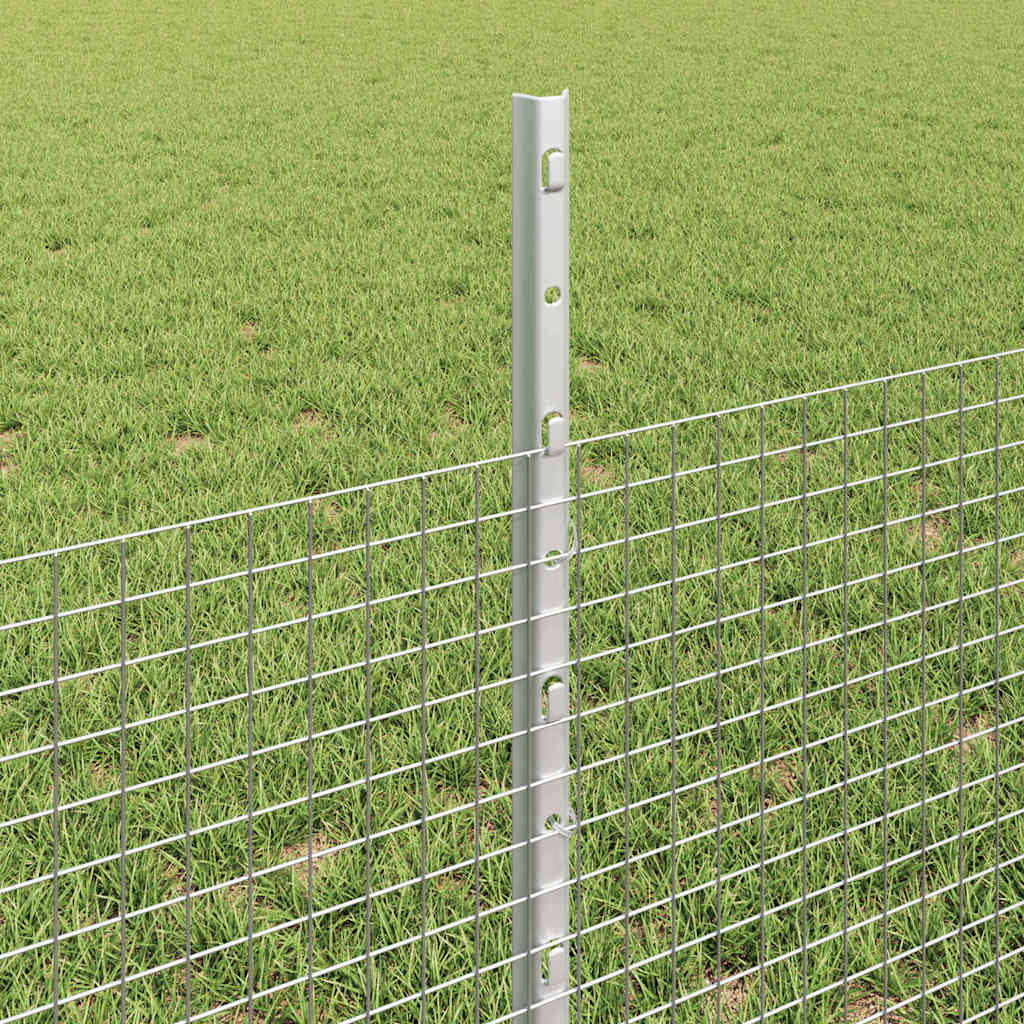 Fence with Post Silver 0.5 x 100 m Steel