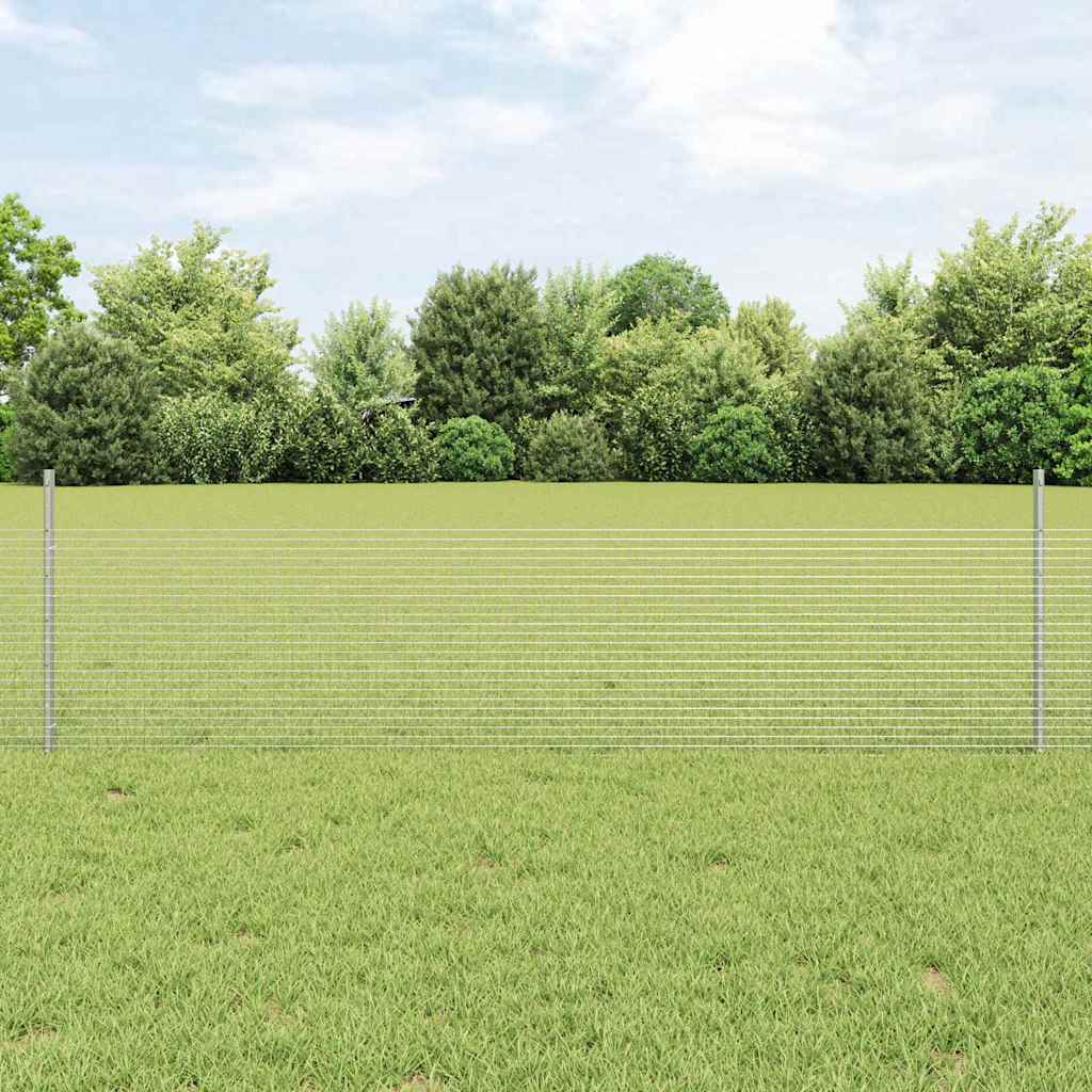 Fence with Post Silver 0.5 x 100 m Steel