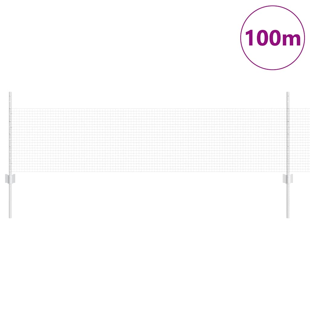 Fence with Post Silver 0.5 x 100 m Steel