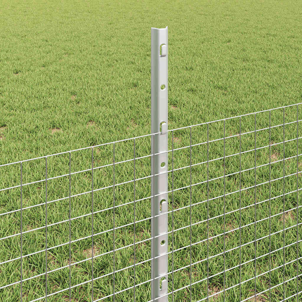 Fence with Post Silver 0.5 x 100 m Steel