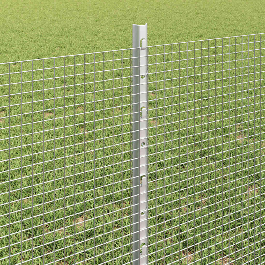 Fence with Post Silver 0.6 x 100 m Steel
