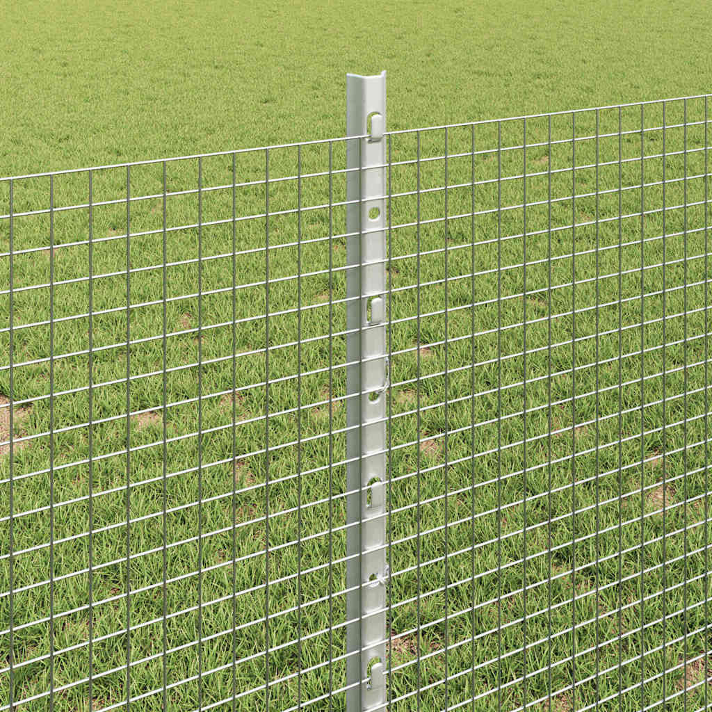 Fence with Post Silver 0.8 x 100 m Steel
