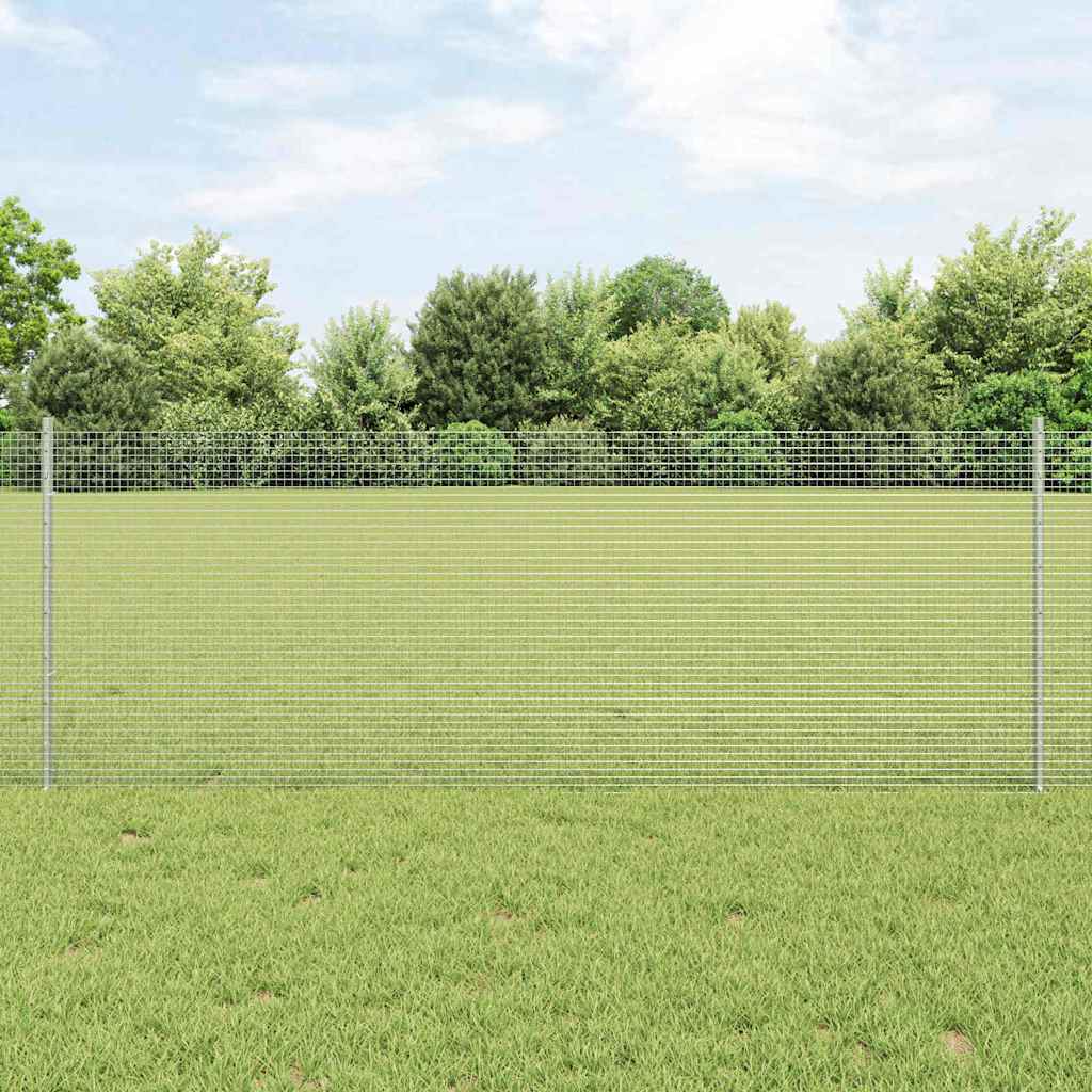 Fence with Post Silver 0.8 x 100 m Steel