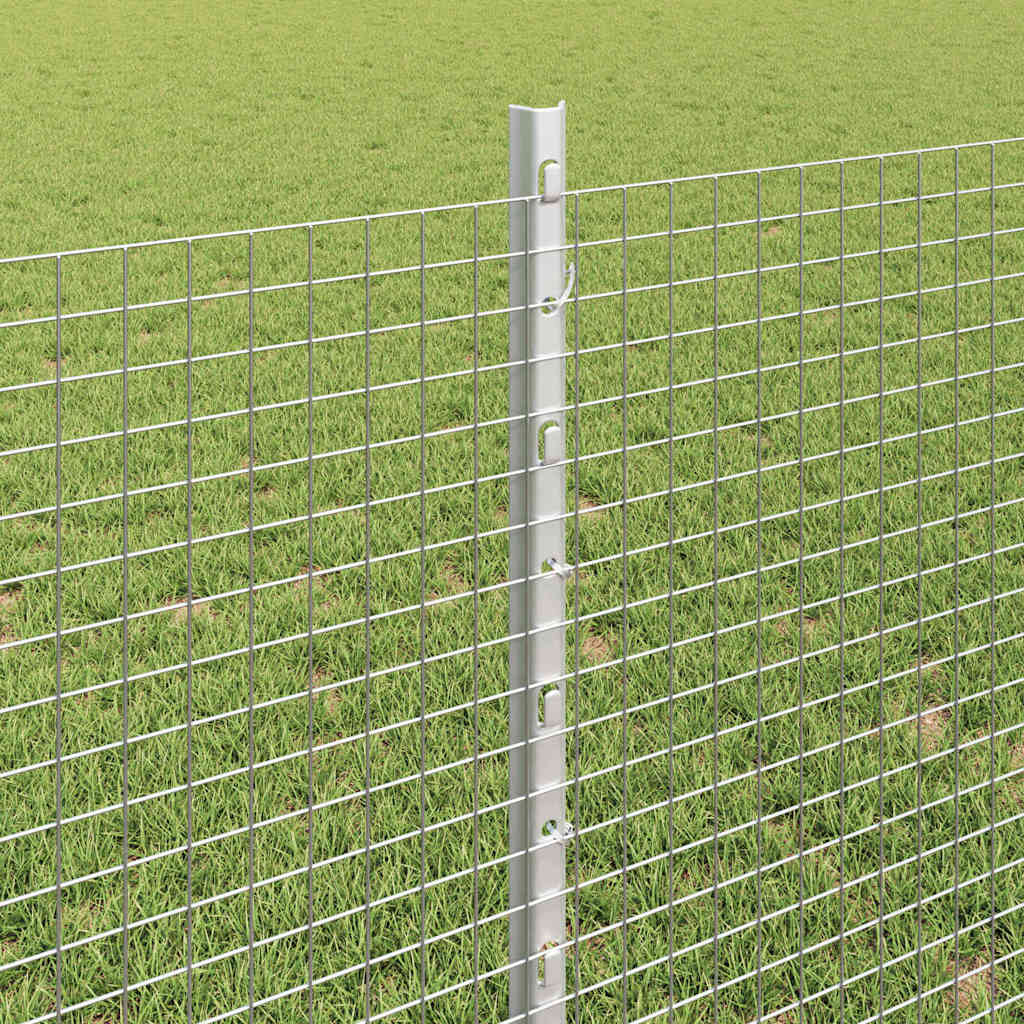 Fence with Post Silver 0.8 x 100 m Steel