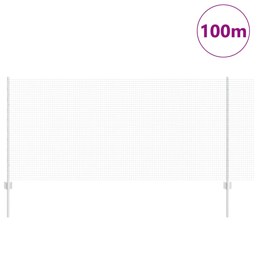 Fence with Post Silver 1 x 100 m Steel