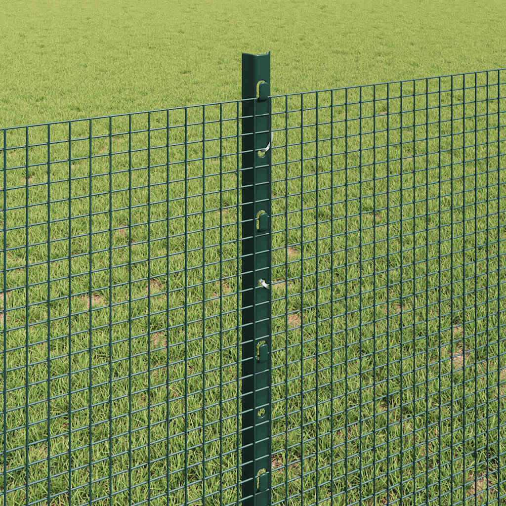 Fence with Post Green 0.8 x 10 m Steel and PVC