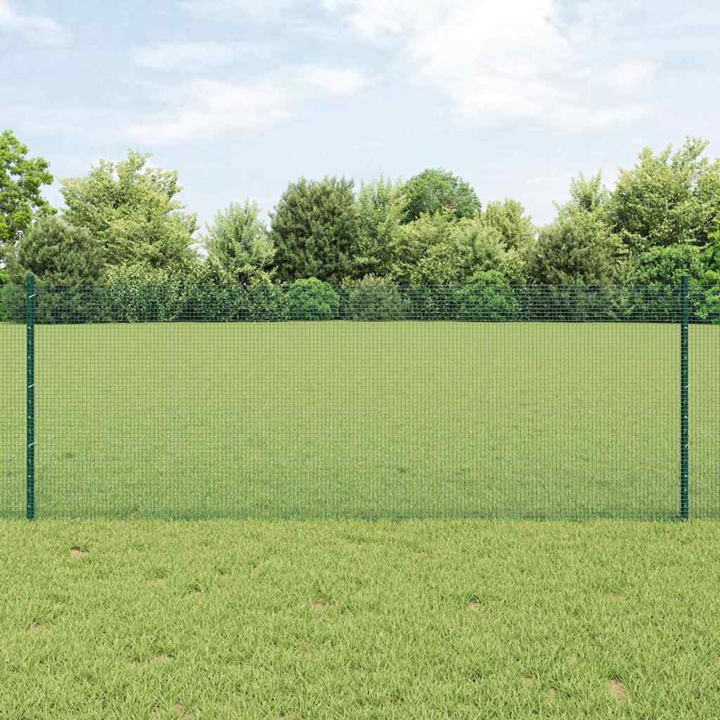 Fence with Post Green 0.8 x 10 m Steel and PVC