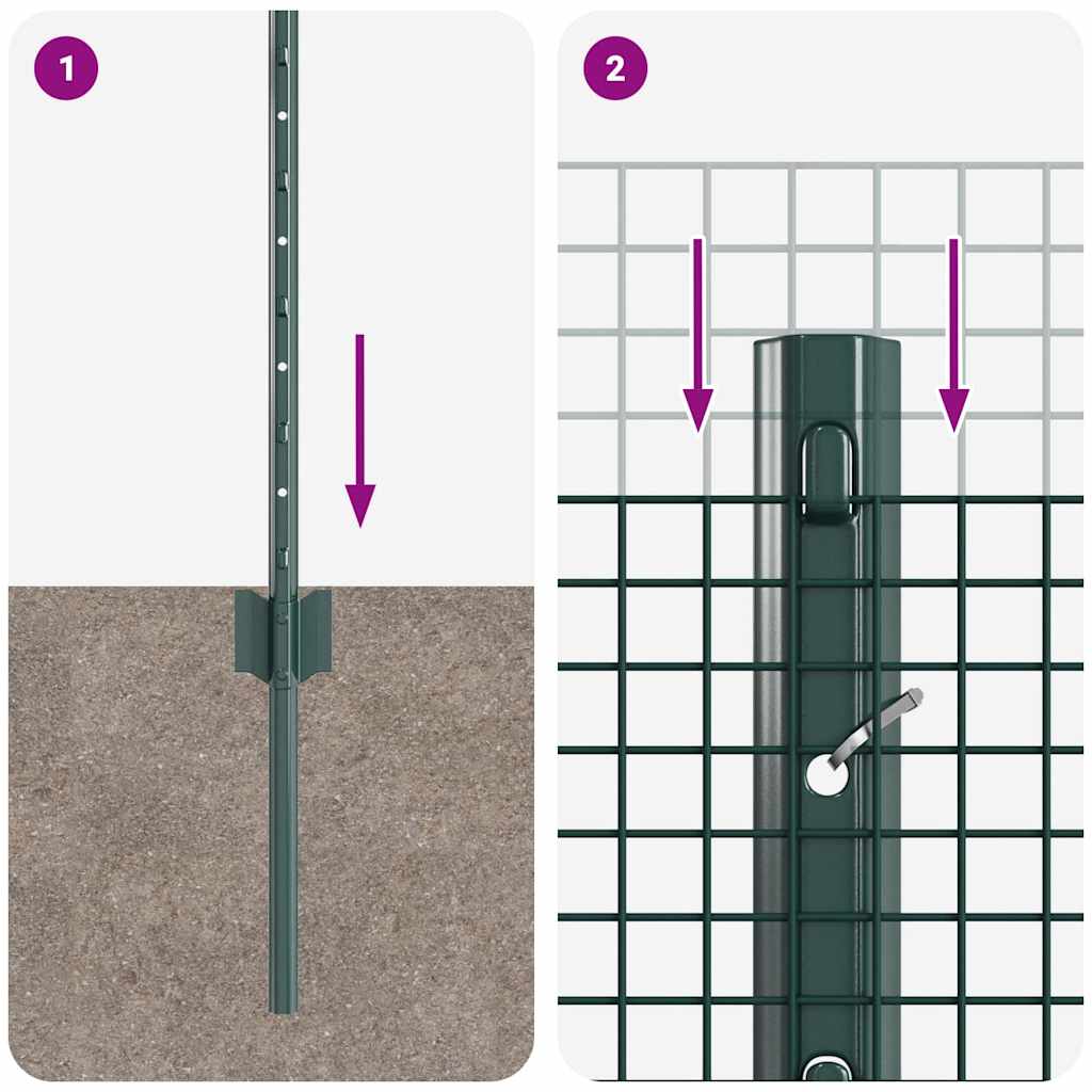 Fence with Post Green 0.8 x 10 m Steel and PVC