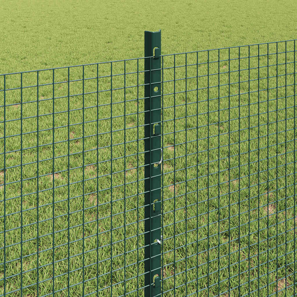Fence with Post Green 0.8 x 10 m Steel and PVC