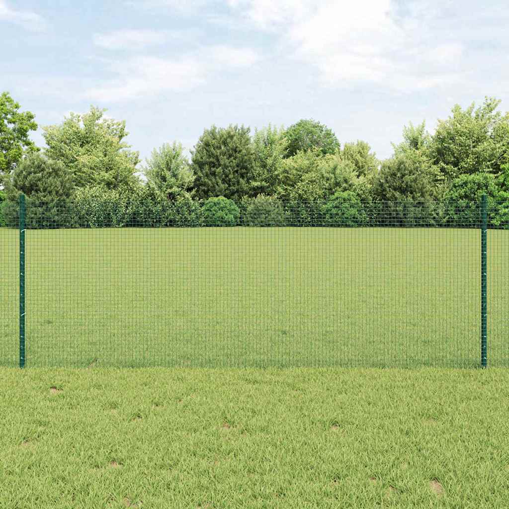 Fence with Post Green 0.8 x 10 m Steel and PVC
