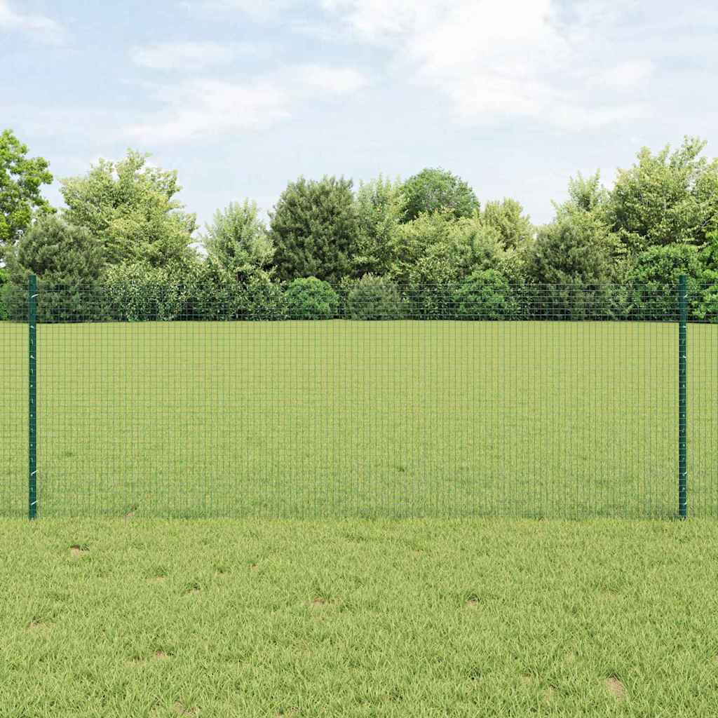 Fence with Post Green 0.8 x 10 m Steel and PVC