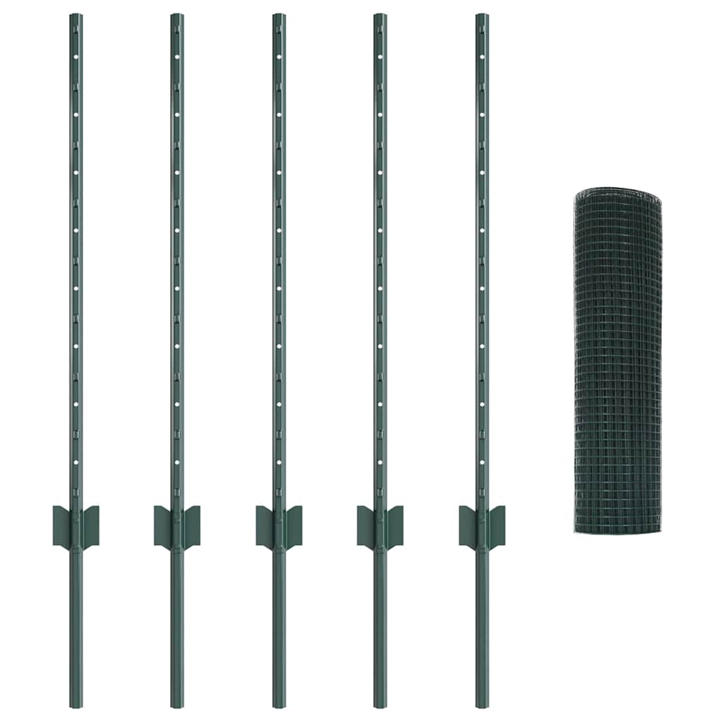 Fence with Post Green 0.8 x 10 m Steel and PVC