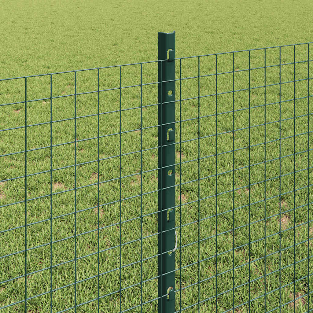 Fence with Post Green 0.8 x 10 m Steel and PVC
