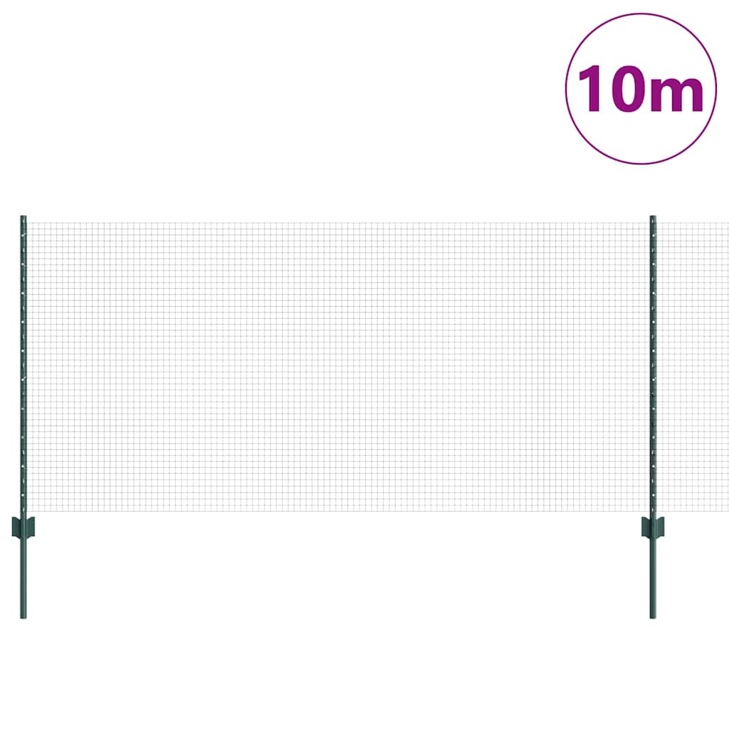 Fence with Post Green 1 x 10 m Steel