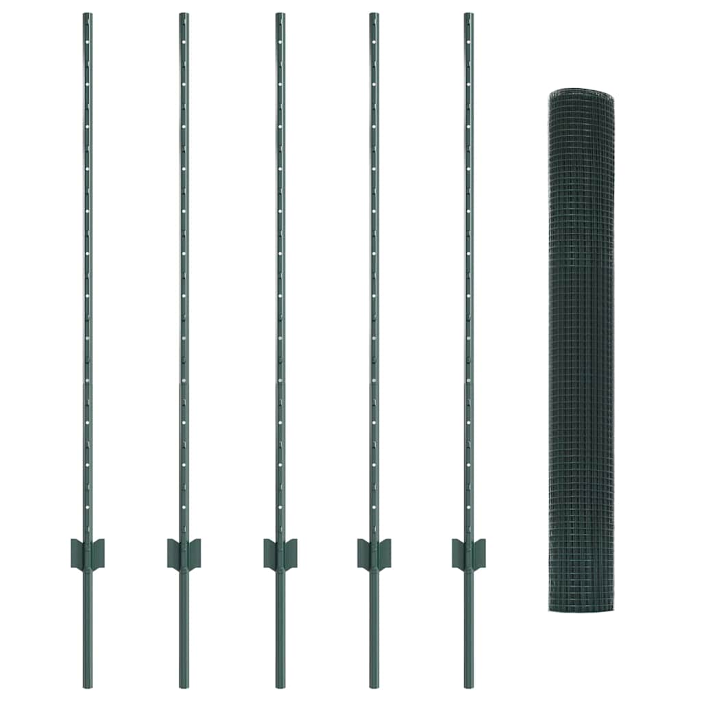 Fence with Post Green 1.2 x 10 m Steel and PVC