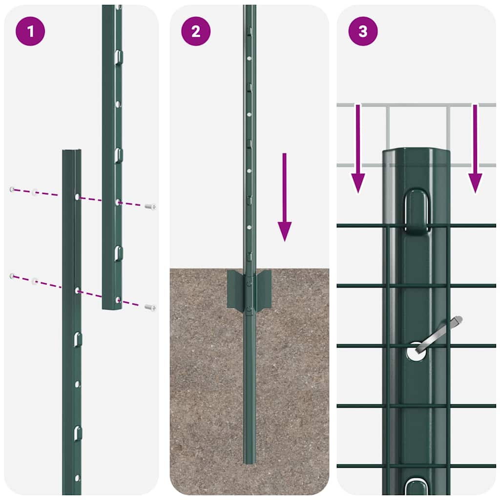 Fence with Post Green 1.2 x 10 m Steel and PVC