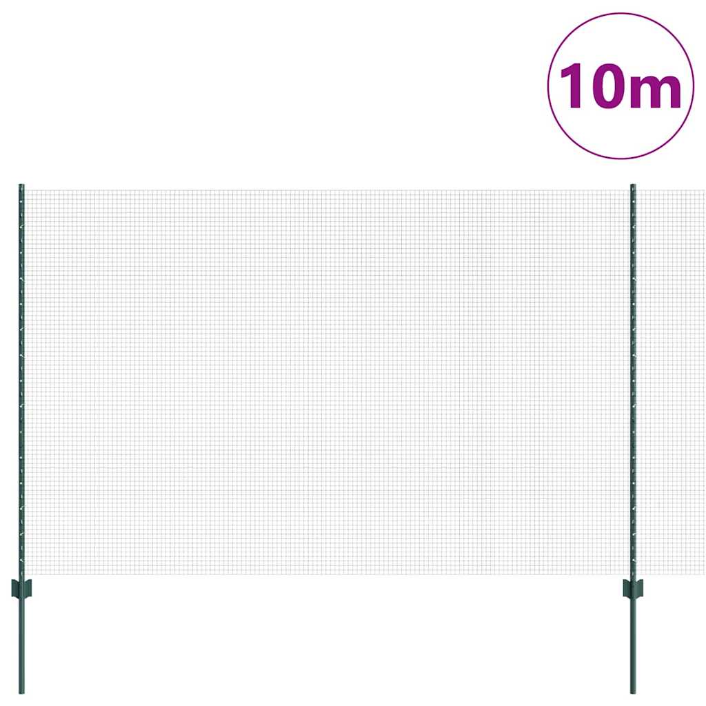 Fence with Post Green 1.6 x 10 m Steel and PVC