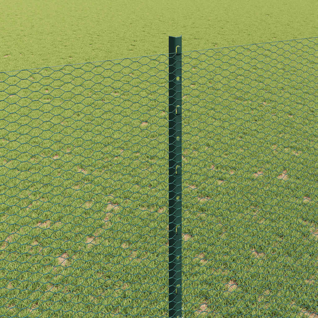 Fence with Post Green 1.6 x 25 m Steel and PVC