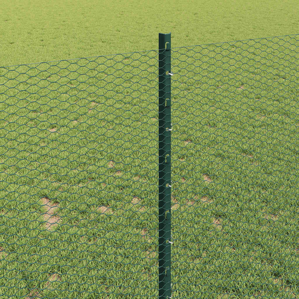 Fence with Post Green 1 x 50 m Steel and PVC