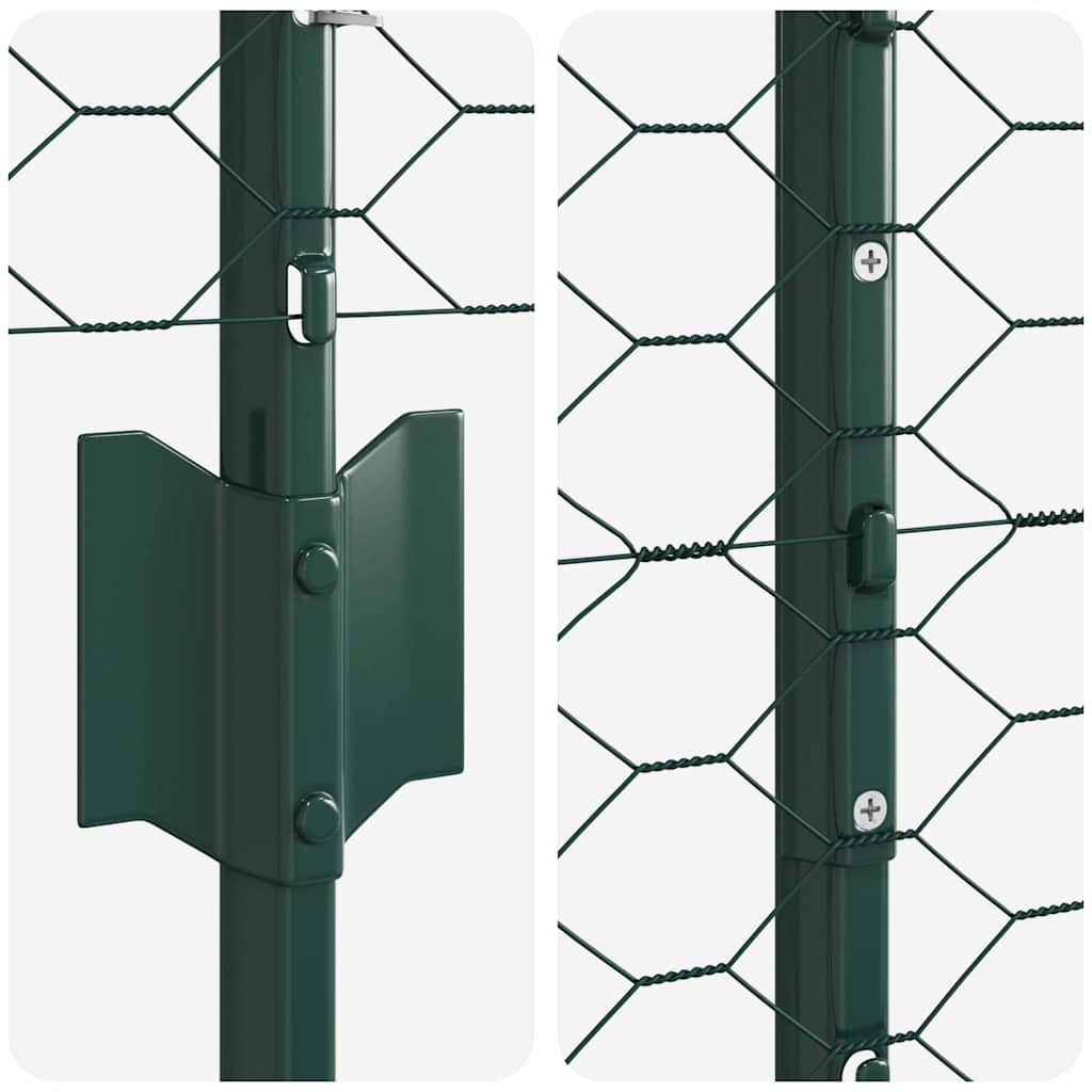 Fence with Post Green 1 x 50 m Steel and PVC