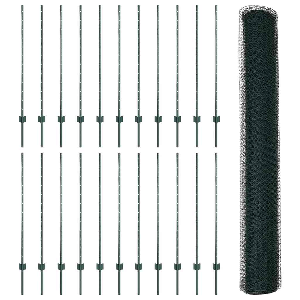 Fence with Post Green 1.2 x 50 m Steel and PVC