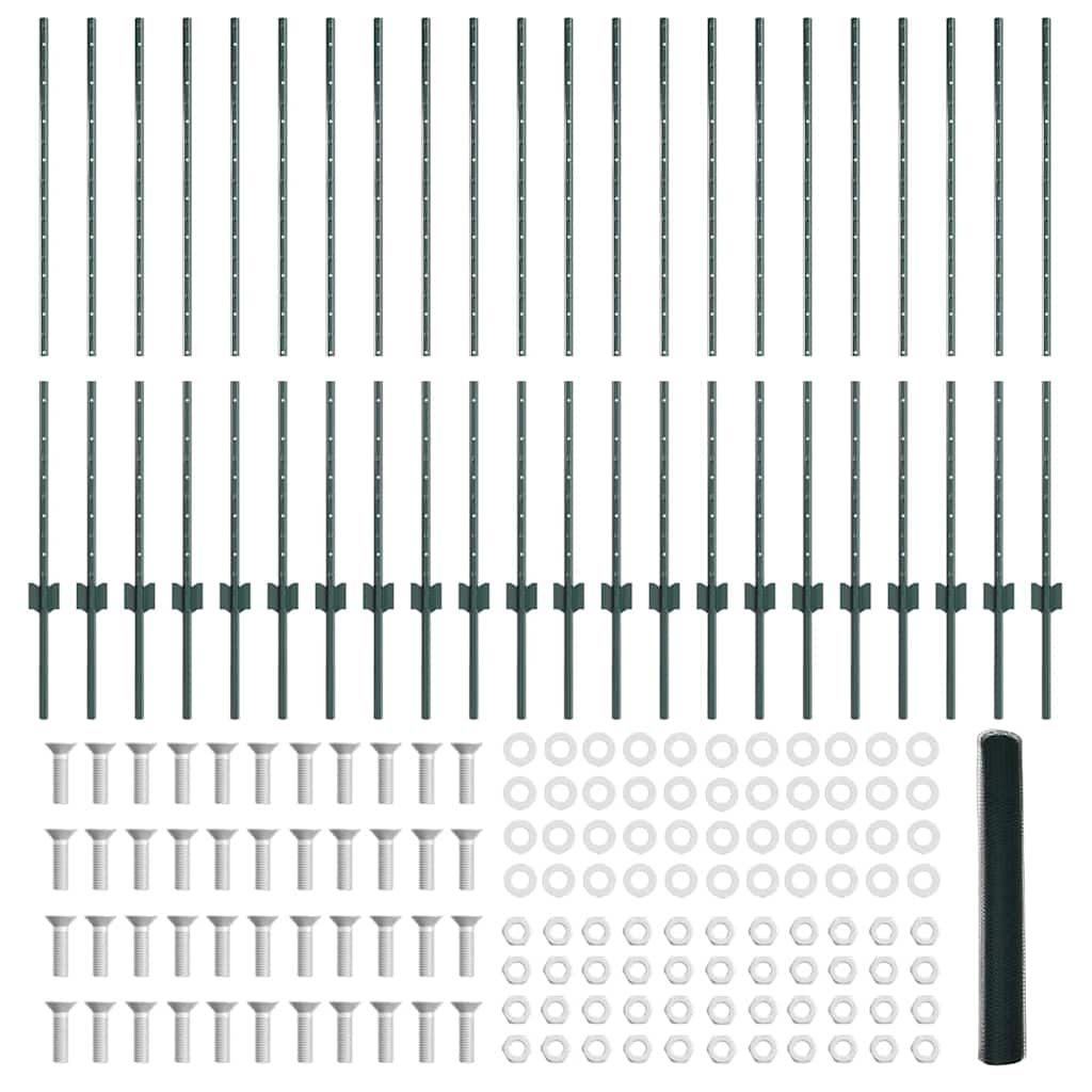 Fence with Post Green 1.2 x 50 m Steel and PVC