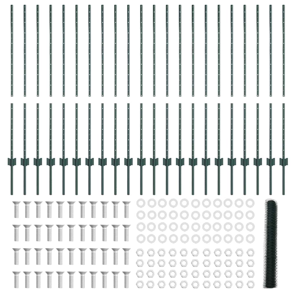 Fence with Post Green 1.2 x 50 m Steel and PVC