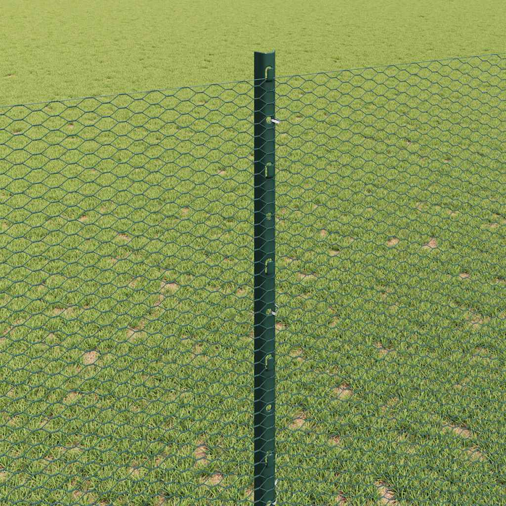 Fence with Post Green 1.4 x 50 m Steel and PVC