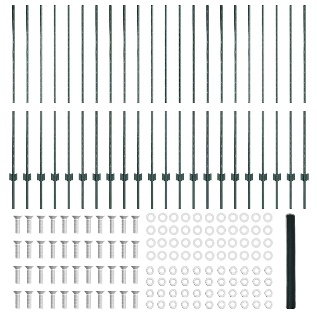 Fence with Post Green 1.4 x 50 m Steel and PVC
