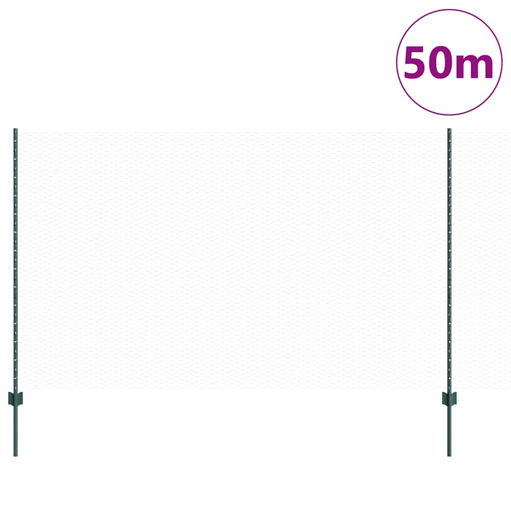 Fence with Post Green 1.4 x 50 m Steel and PVC
