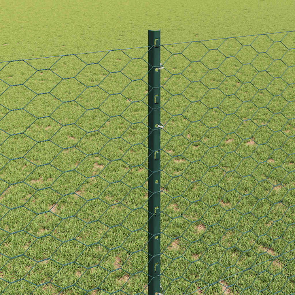 Fence with Post Green 1.4 x 50 m Steel and PVC