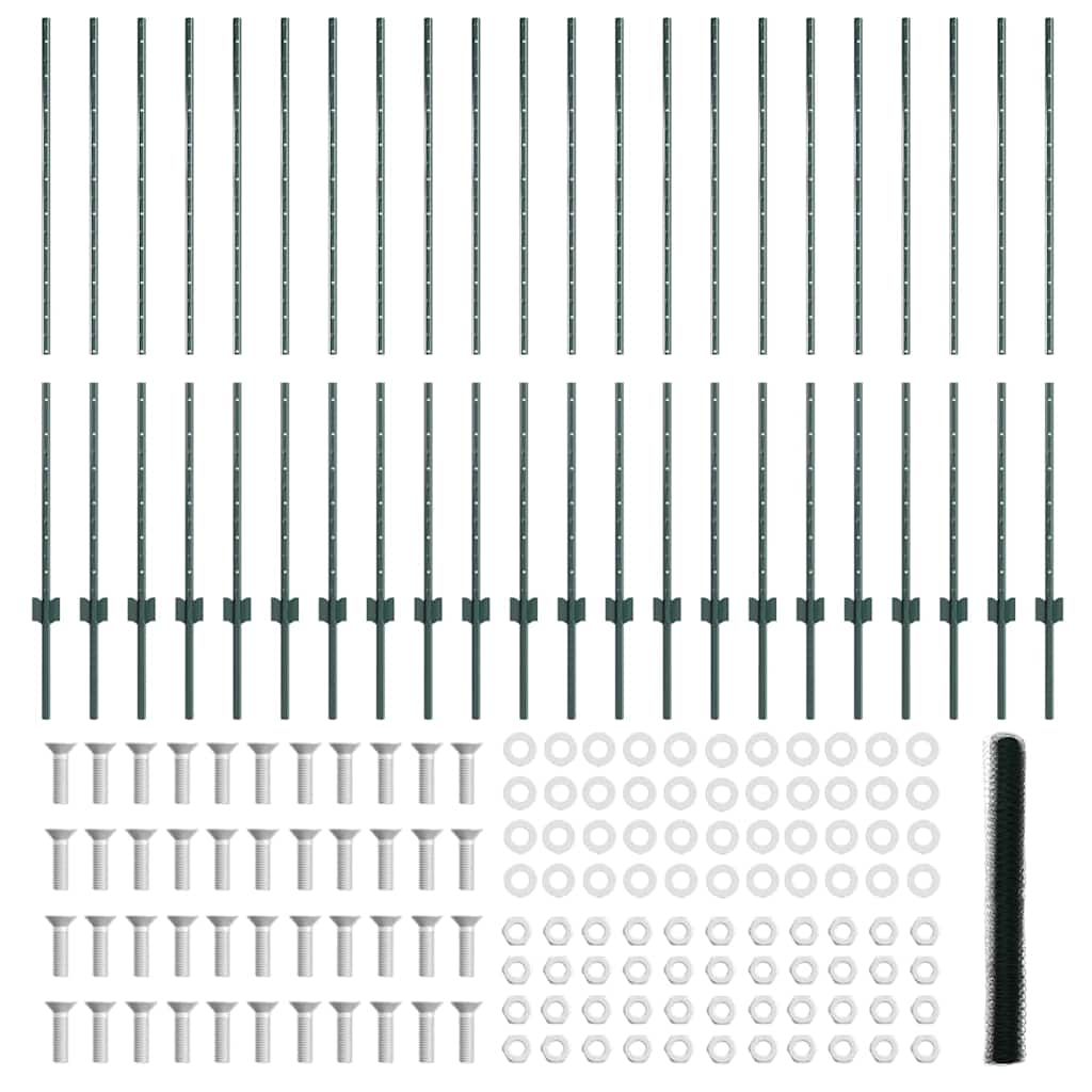 Fence with Post Green 1.4 x 50 m Steel and PVC