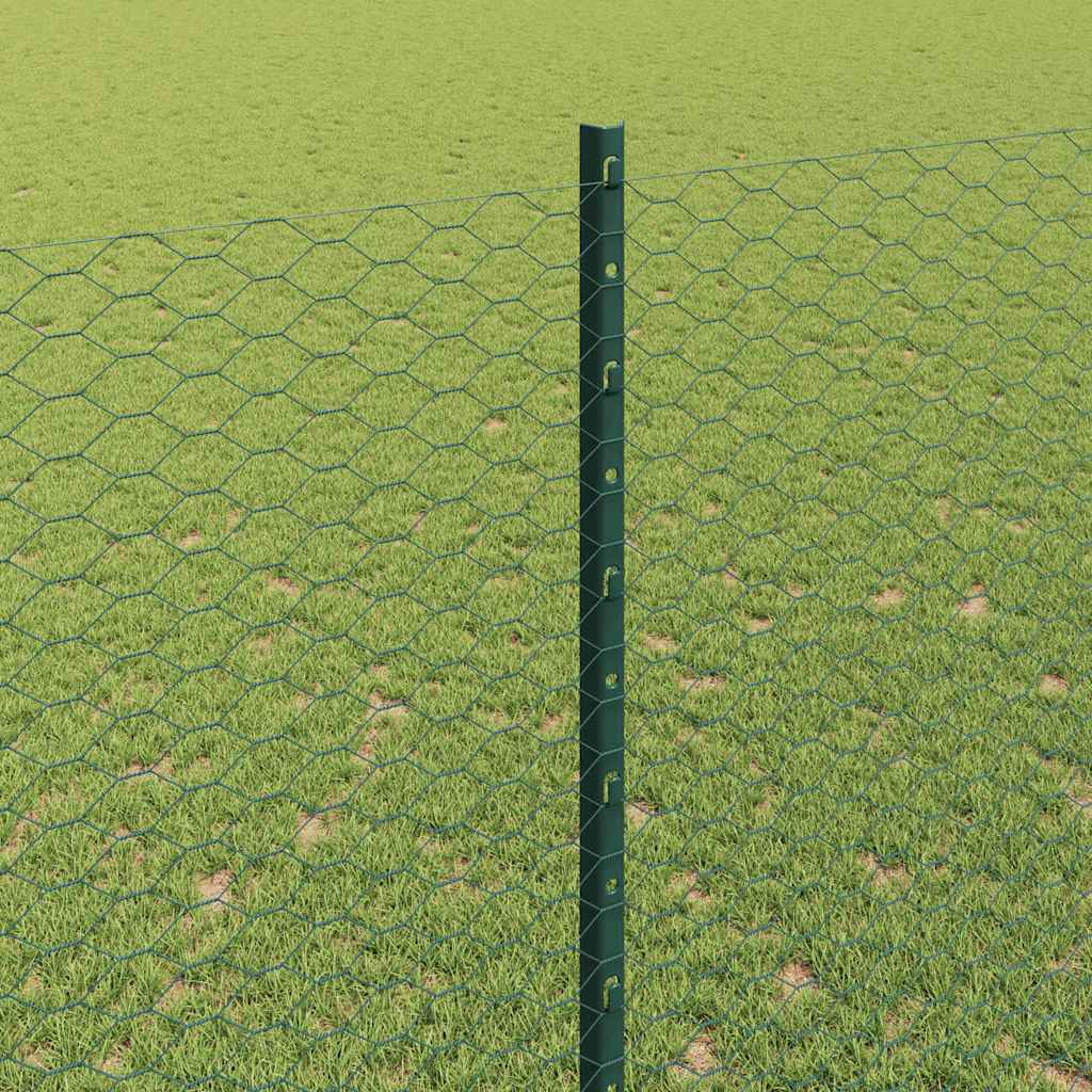 Fence with Post Green 1.5 x 50 m Steel and PVC