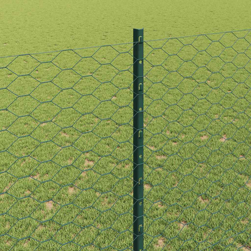 Fence with Post Green 1.5 x 50 m Steel and PVC