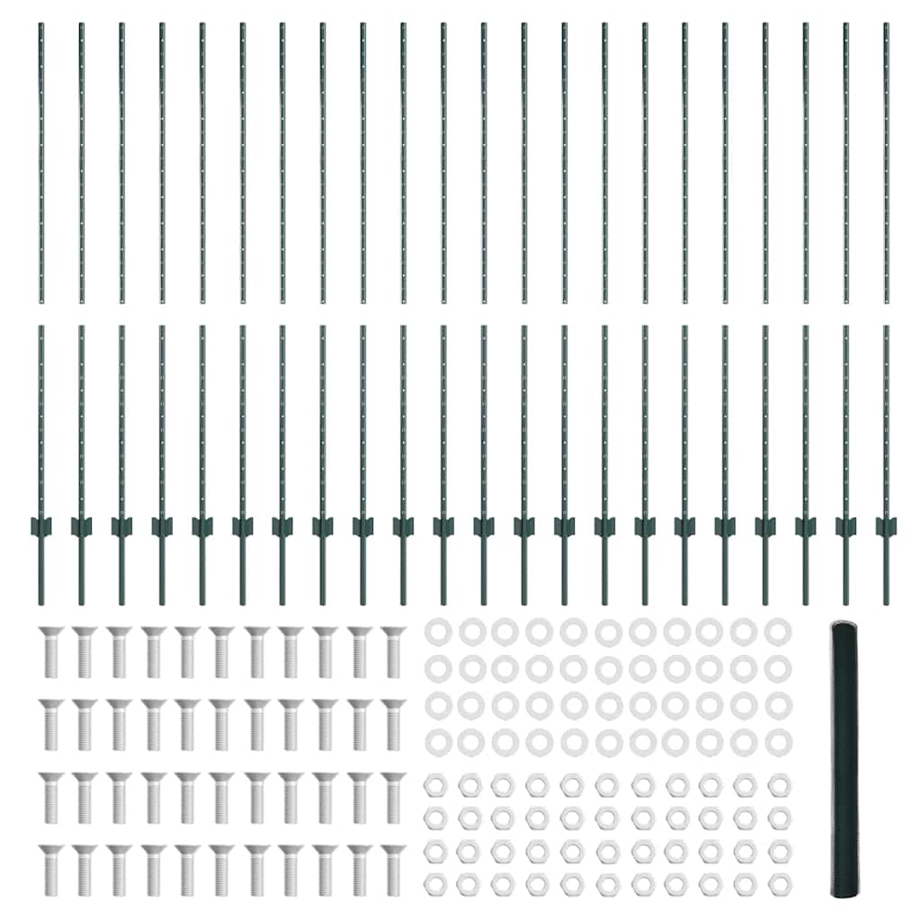 Fence with Post Green 1.6 x 50 m Steel and PVC
