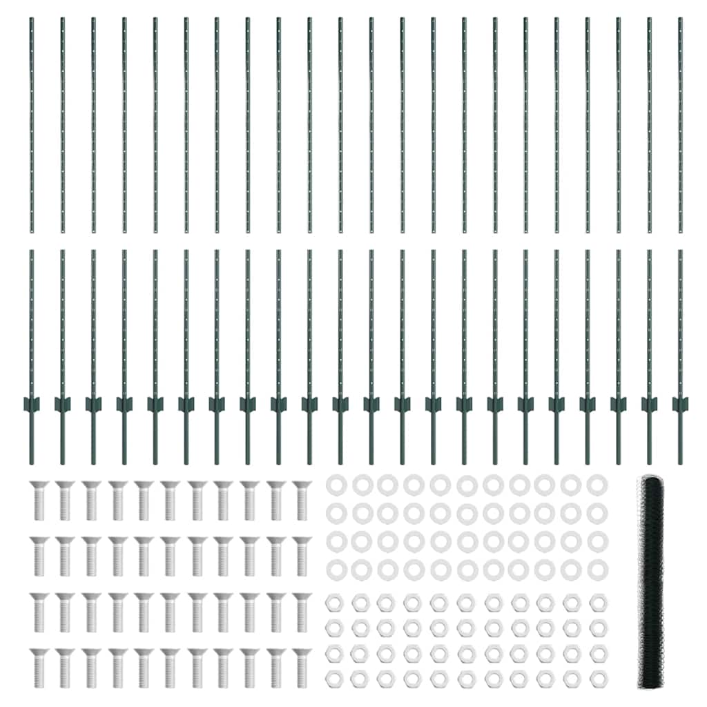 Fence with Post Green 1.6 x 50 m Steel and PVC