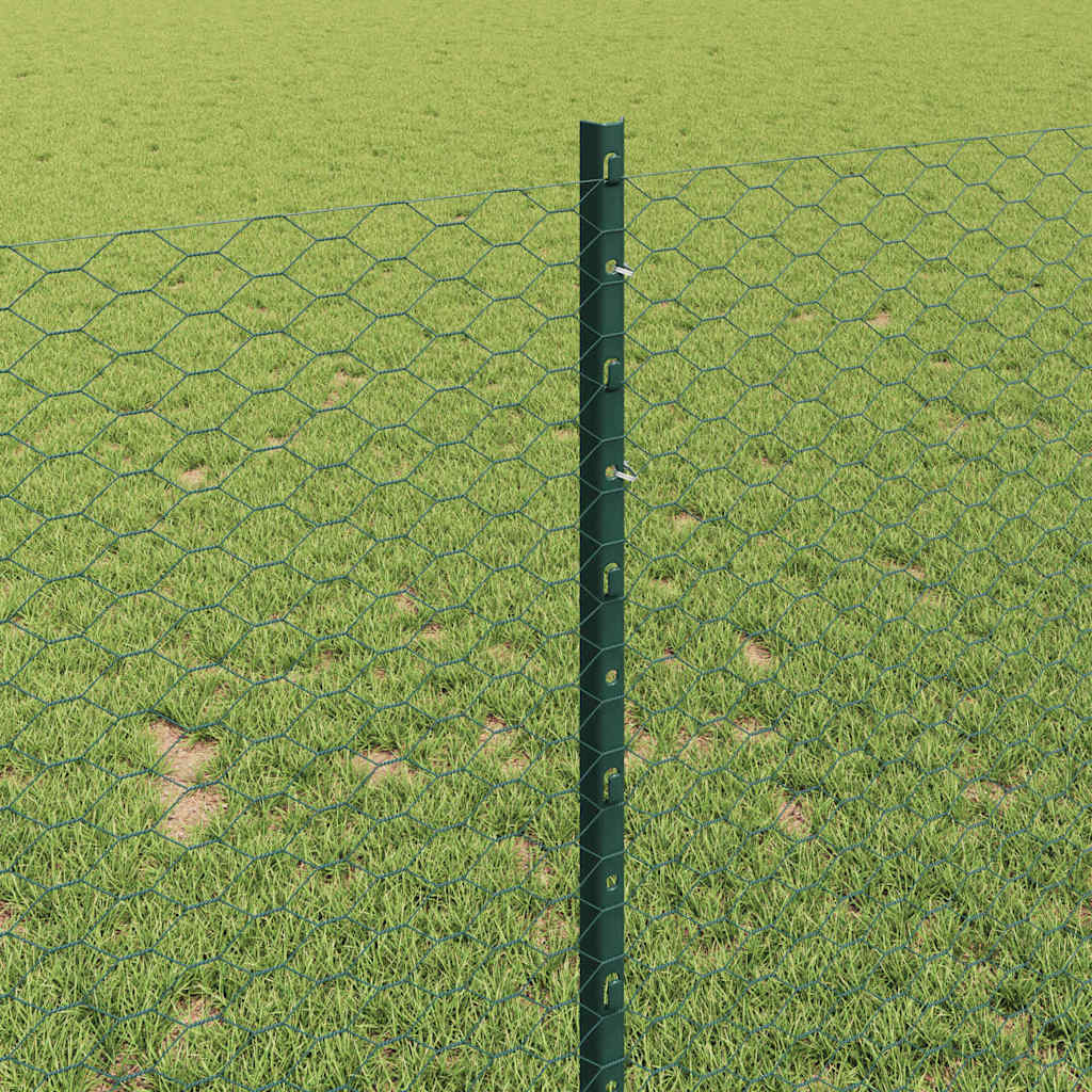 Fence with Post Green 1 x 100 m Steel and PVC